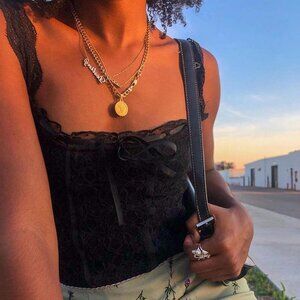 ✨ NEW Y2K Lace Mesh Corset Top Black